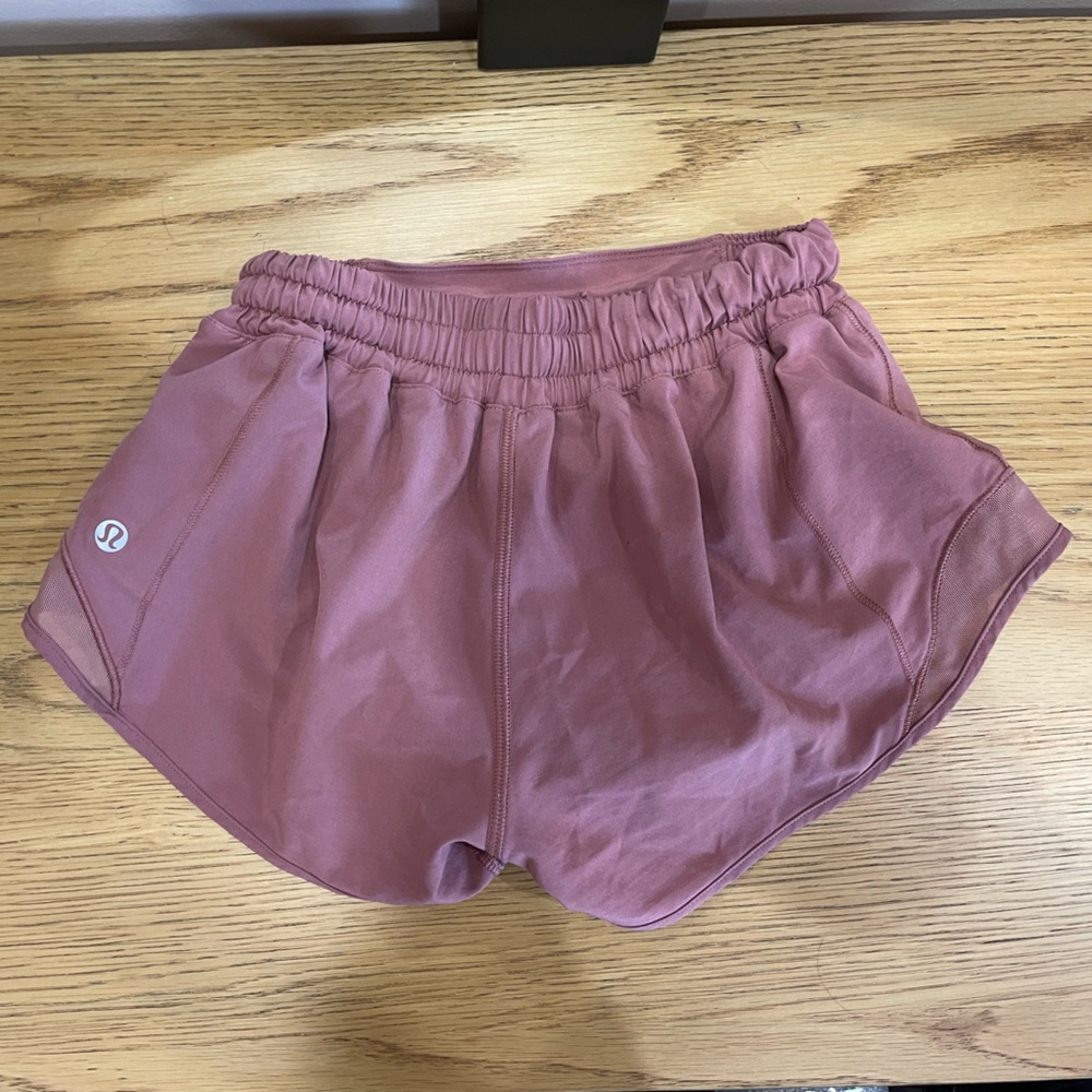 Lululemon Athletica mauve workout shorts.